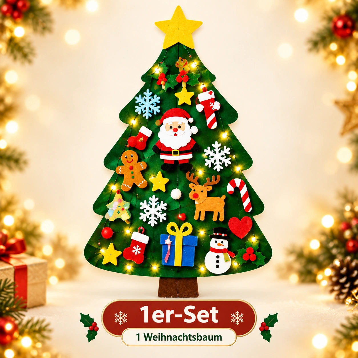🔥 50% OFF Today | Kids' DIY Felt Christmas Tree with LED Lights - Image 13