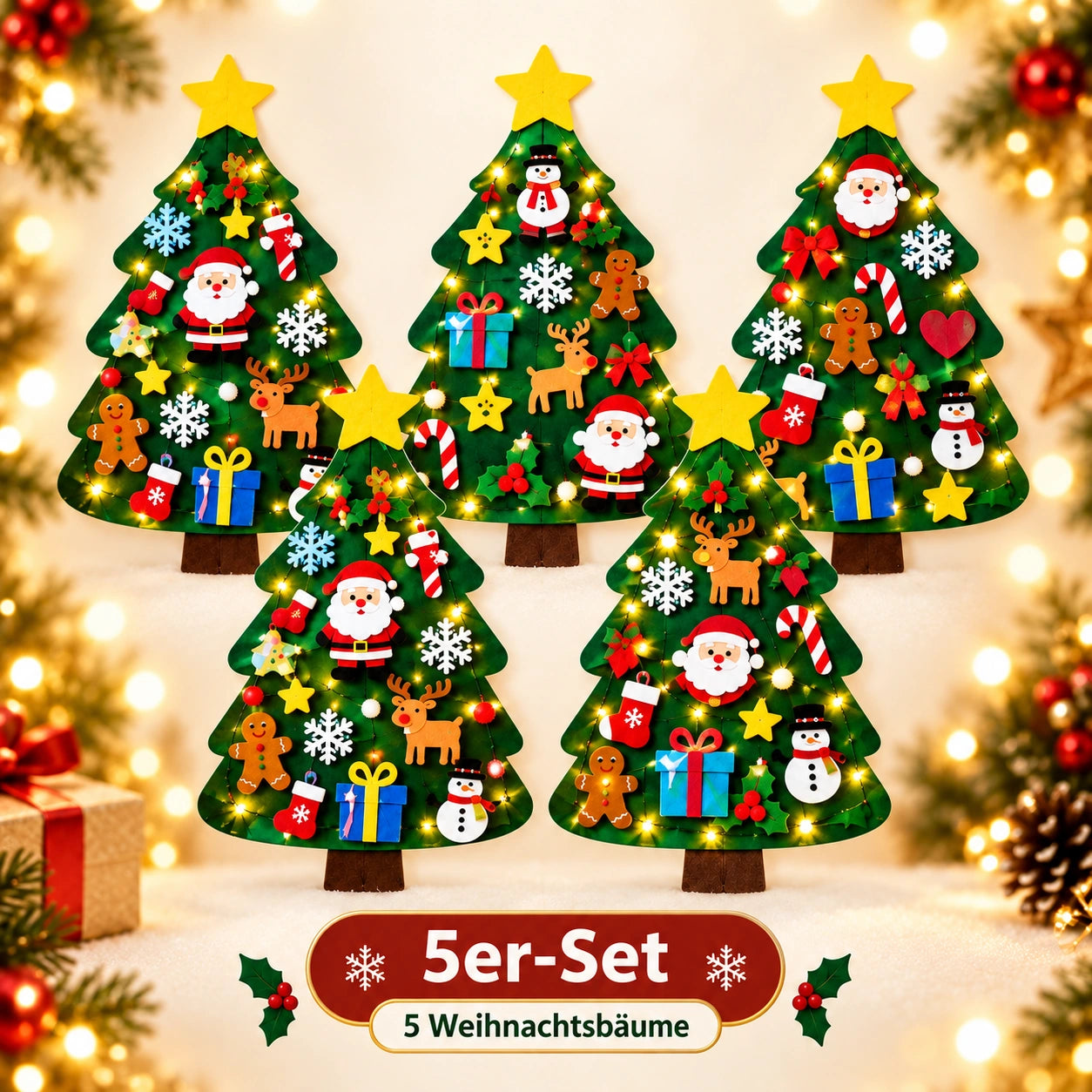 🔥 50% OFF Today | Kids' DIY Felt Christmas Tree with LED Lights - Image 12