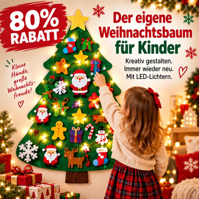 🔥 50% OFF Today | Kids' DIY Felt Christmas Tree with LED Lights